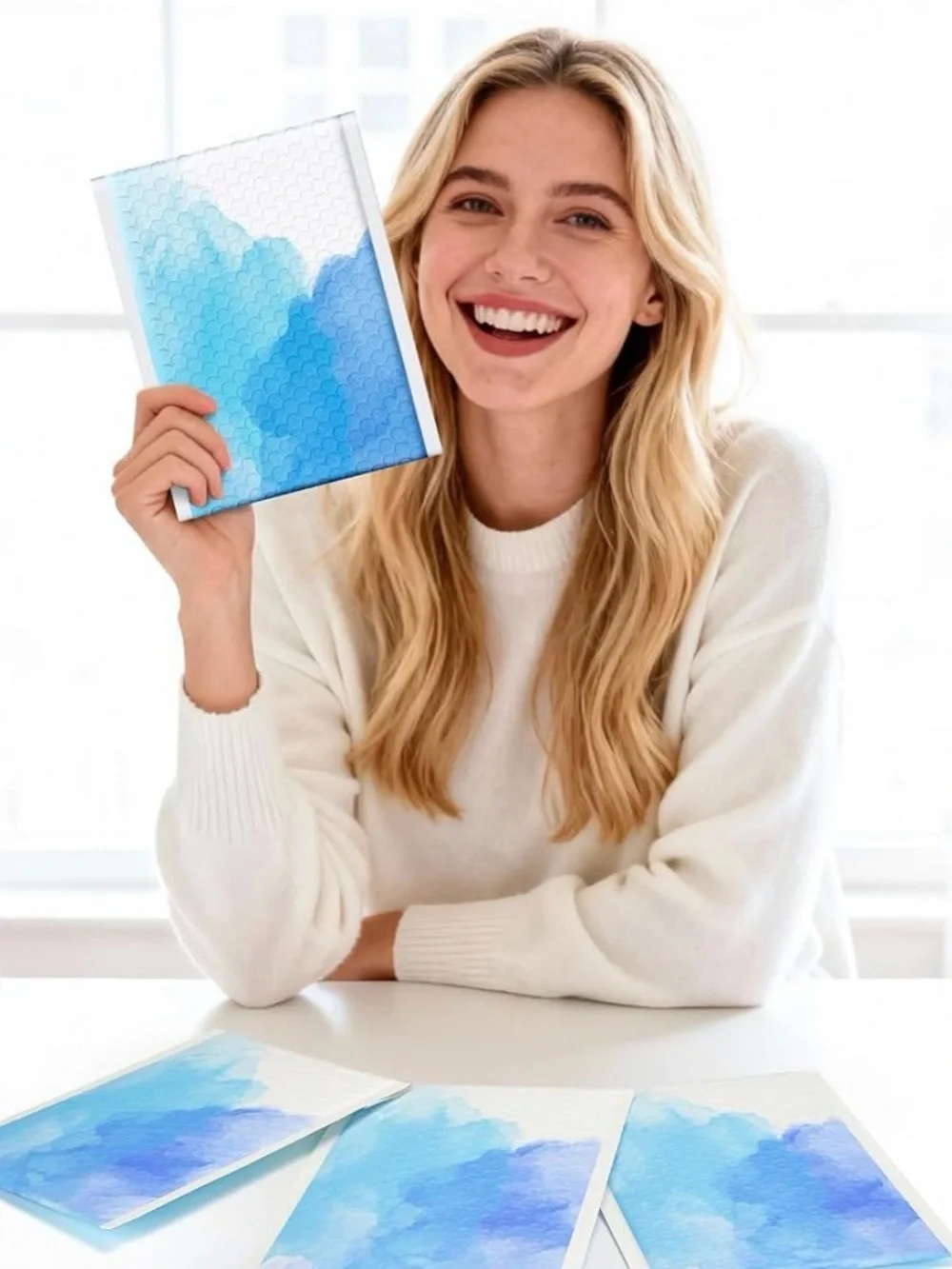 10 Blue Water Color Bubble Mailer Bags 6”x10”